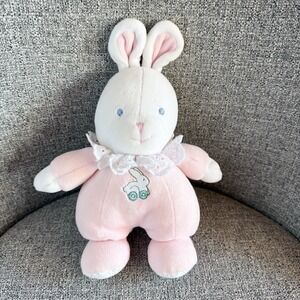 Soft Dreams Pink Bunny Plush Rattle Velour Baby Lovey Stuffed Rabbit Toy Pastel